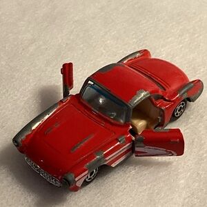 Vintage Yatming Red 57' Chevrolet Corvette Opening Doors Diecast Toy Racing Car